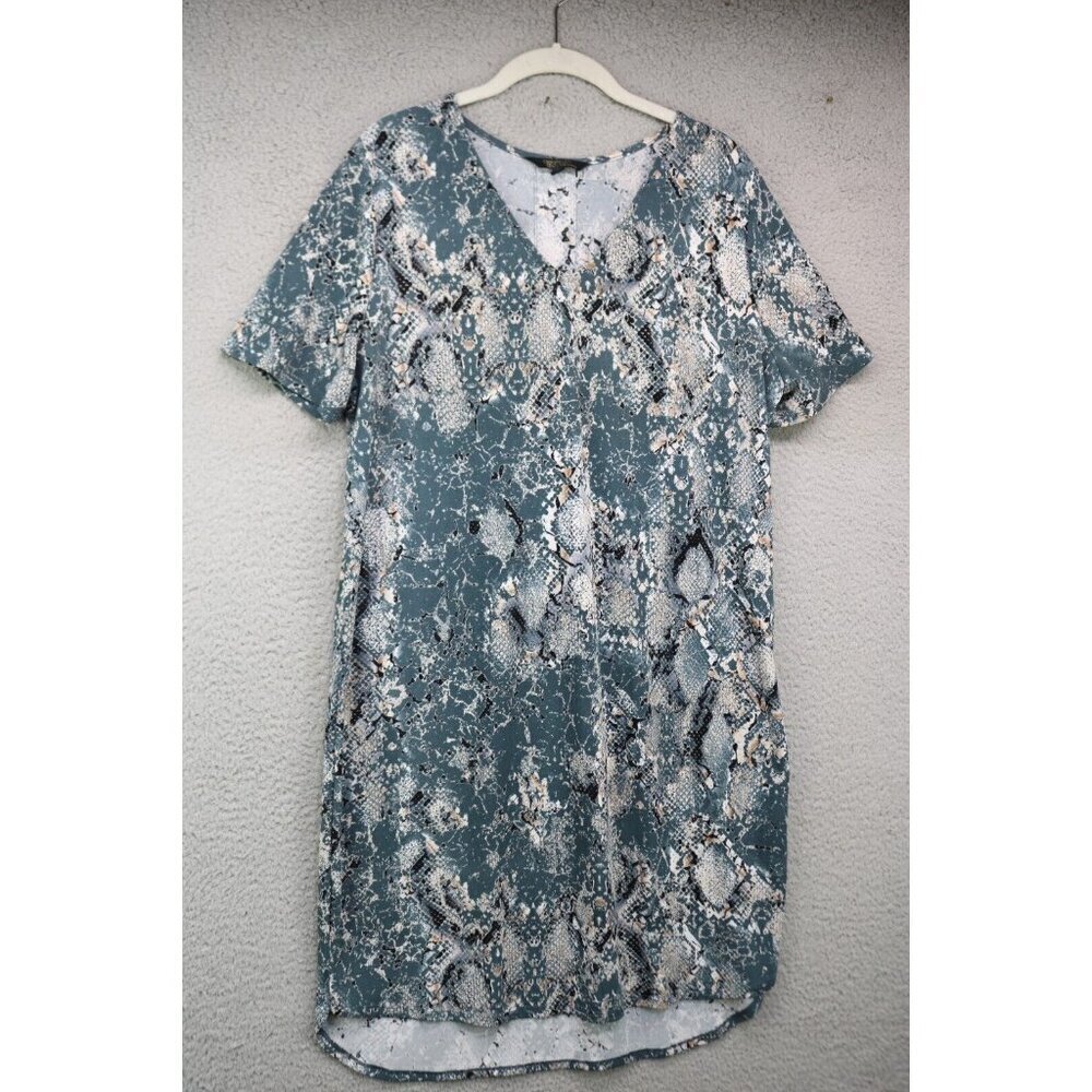 Christian Sirlano Snakeskin Print Short Sleeve Dress-Size Large